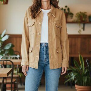 Vintage Wescott cotton canvas Safari Style 'Shacket' Dusty Peach Sz.40